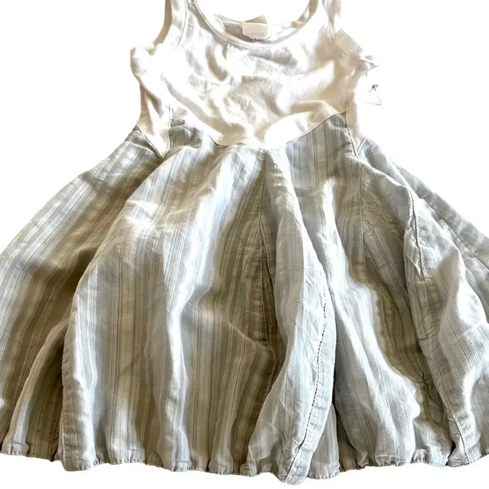 Lottum Girls White Gray Summer Sleeveless dress size 3-4